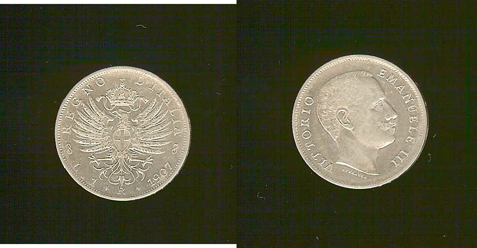 Italy 1 lire 1907 Rome AU/Unc